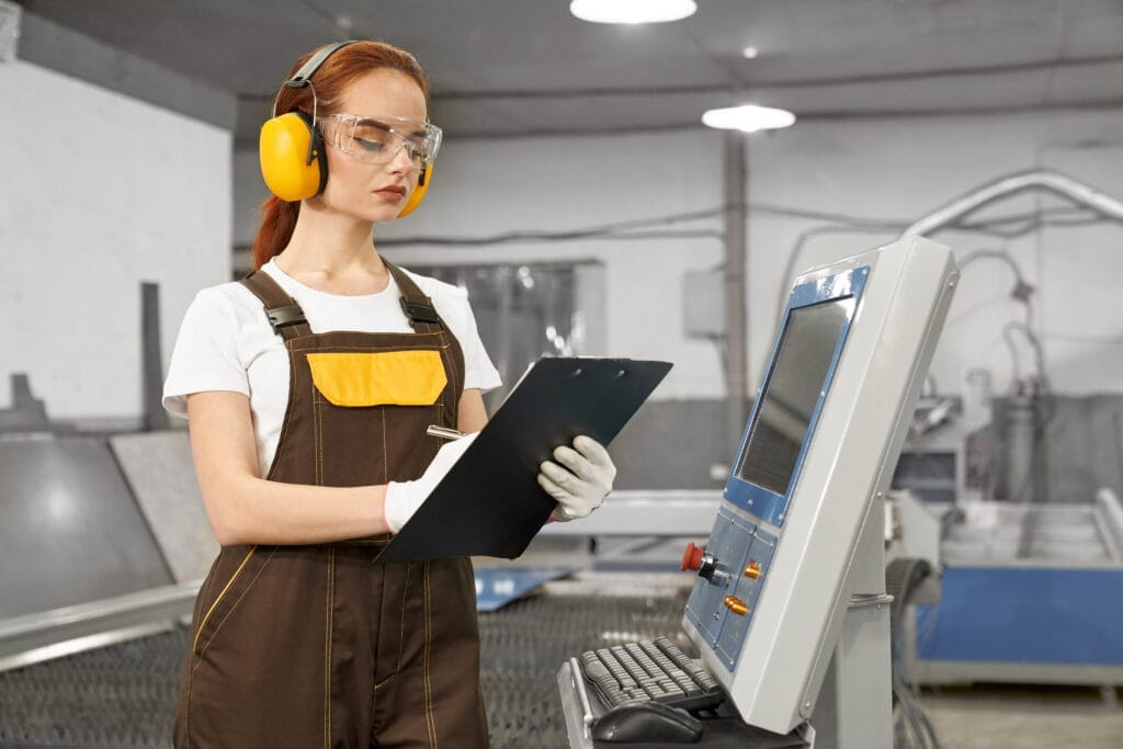 engineer holding folder operating computerized machine CNC Operatörü Nasıl Olunur?